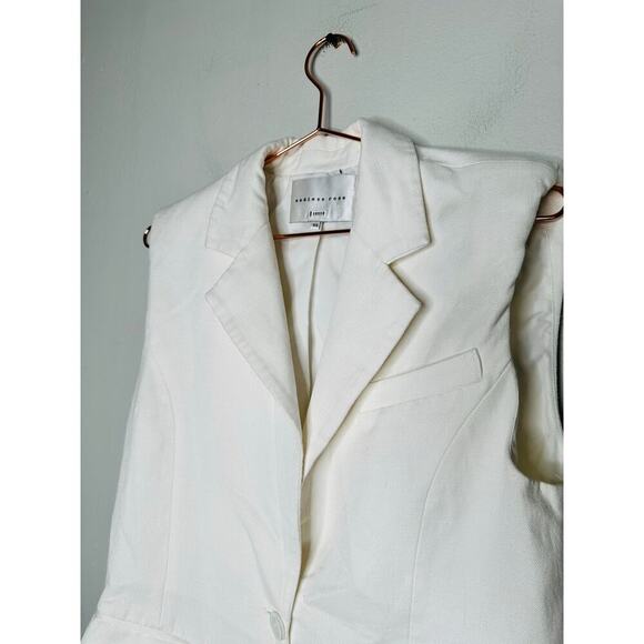 ENDLESS ROSE White Linen Blend Front Button Oversized Vest Blazer Size XS - Picture 9 of 12